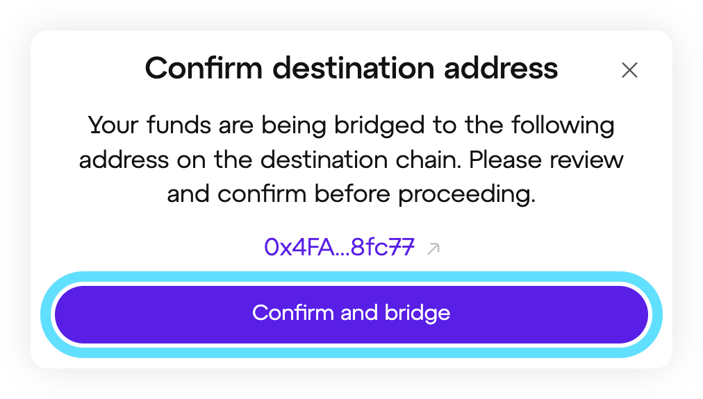 Linea native bridge confirm and bridge button